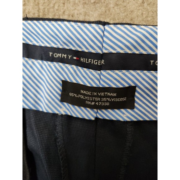 Tommy Hilfiger Tailored Trim Fit Dress Pants Mens 32x32 Blue Patterned Suit NEW - Picture 8 of 9